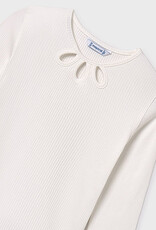 Mayoral Cream Long Sleeve Ribbed Shirt
