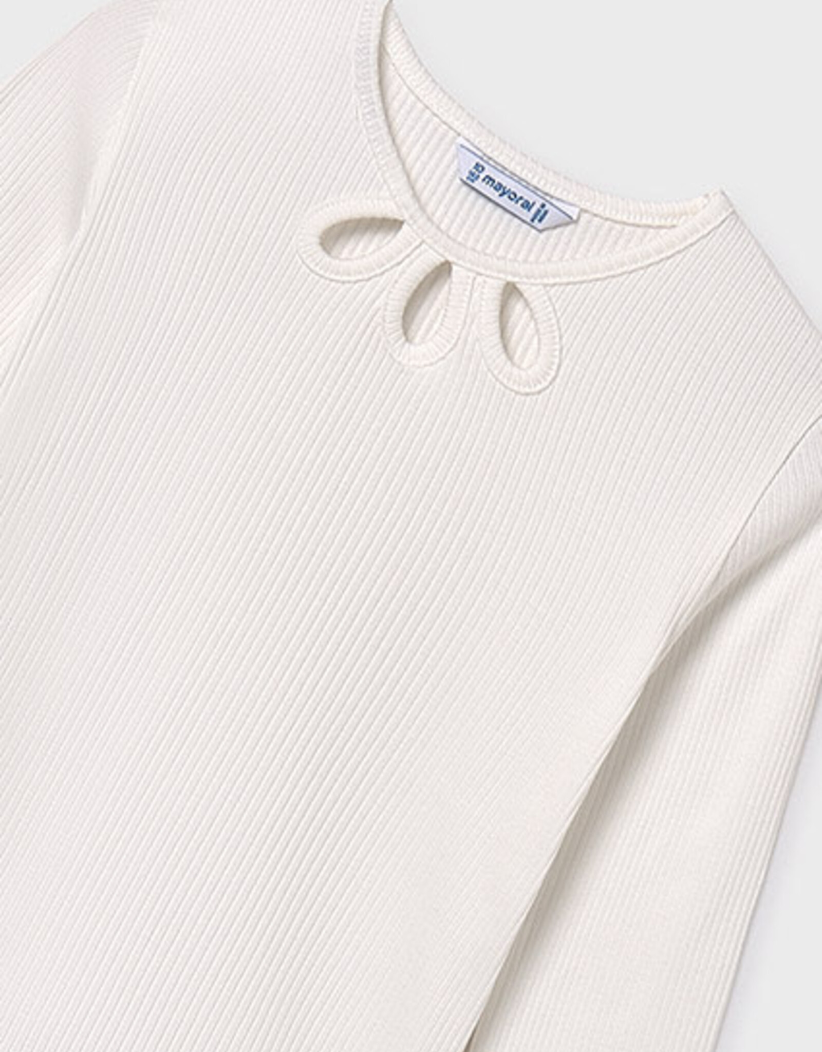 Mayoral Cream Long Sleeve Ribbed Shirt