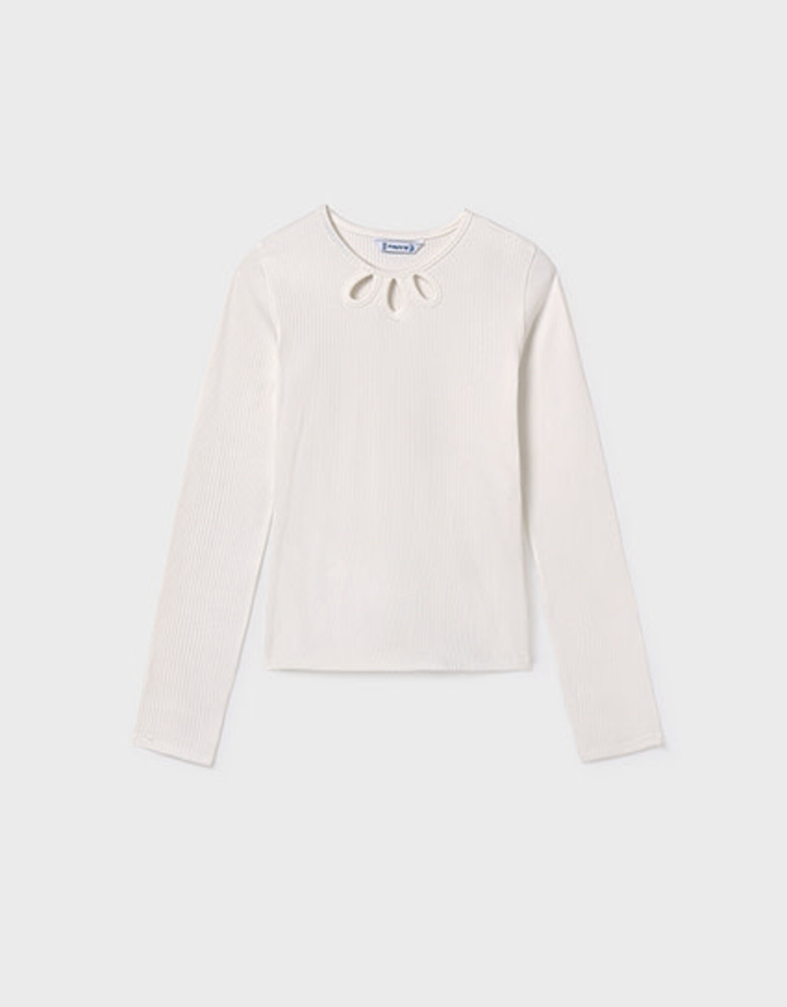 Mayoral Cream Long Sleeve Ribbed Shirt