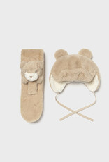 Mayoral Fur hat & scarf set in Sand