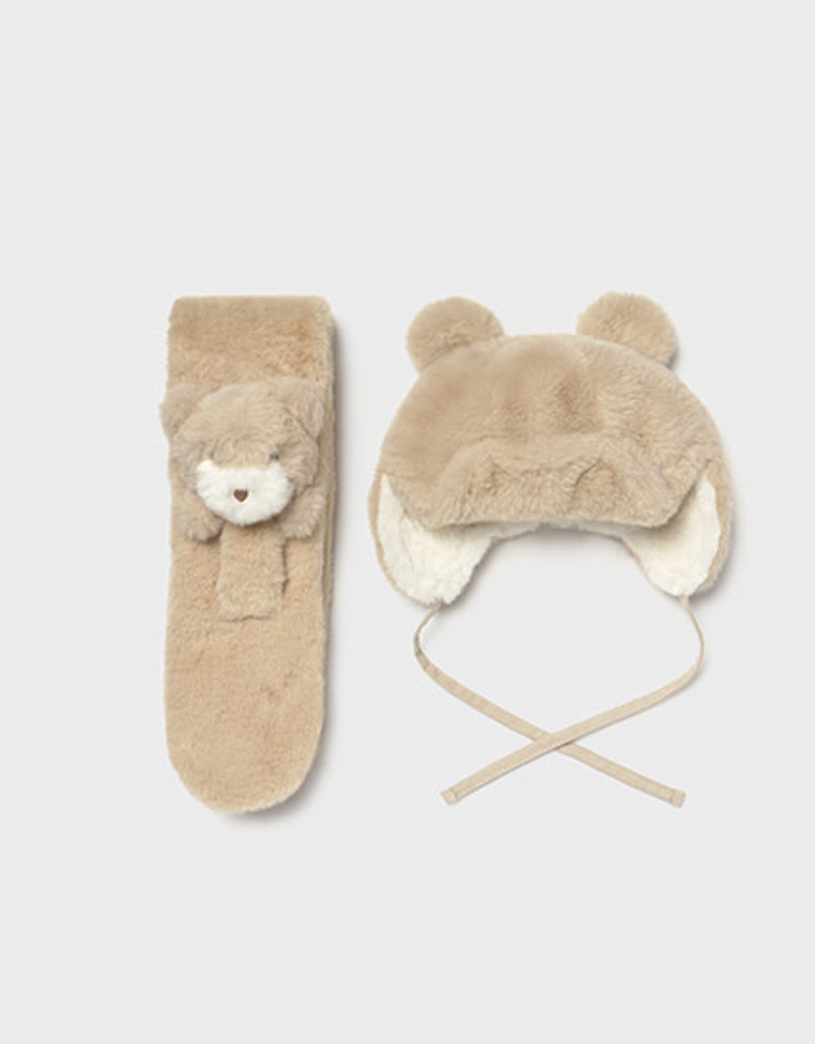 Mayoral Fur hat & scarf set in Sand