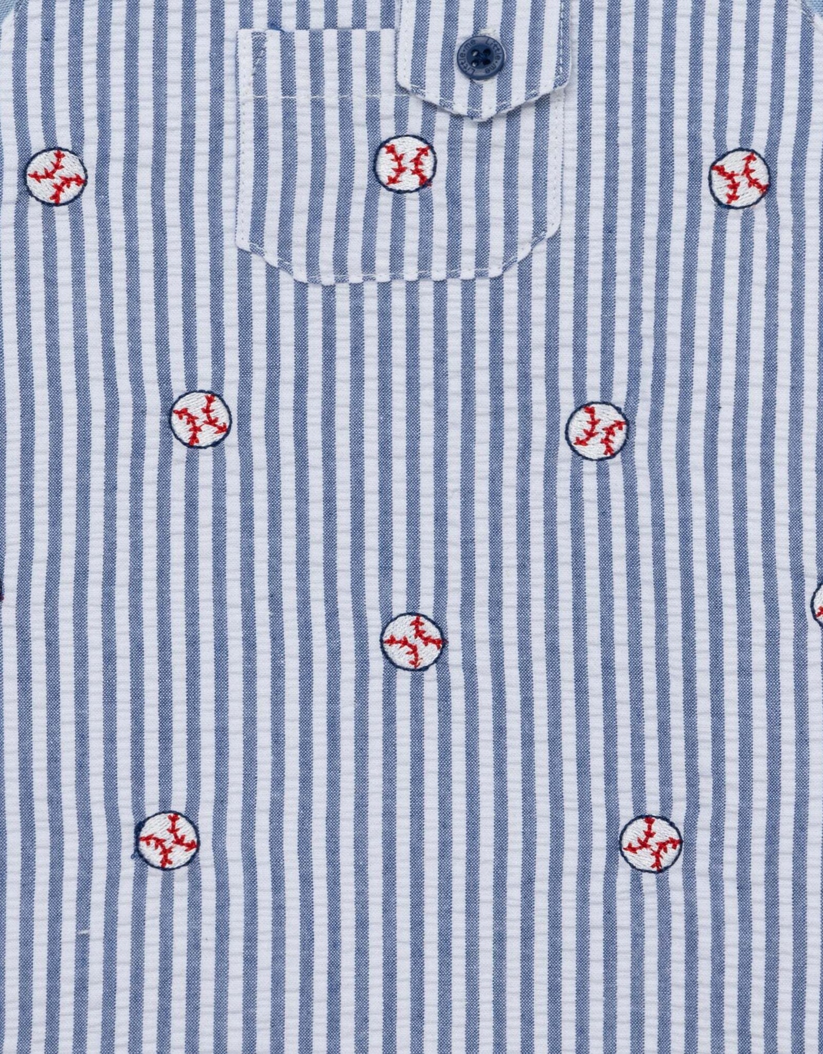 Little Me Baseball Woven Sunsuit & Hat