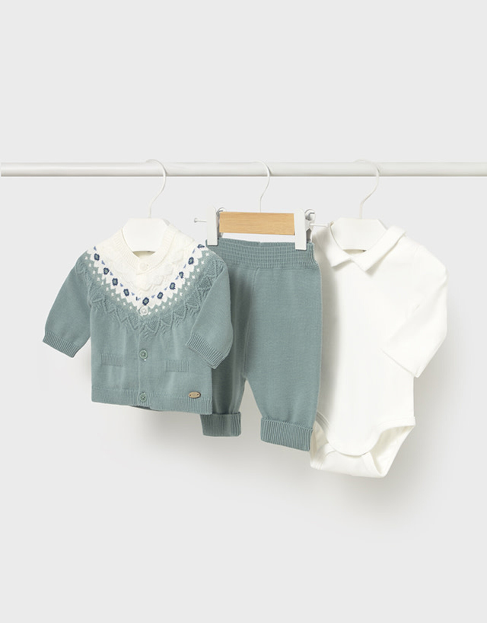 Mayoral Rain Long knit 3-piece trouset set