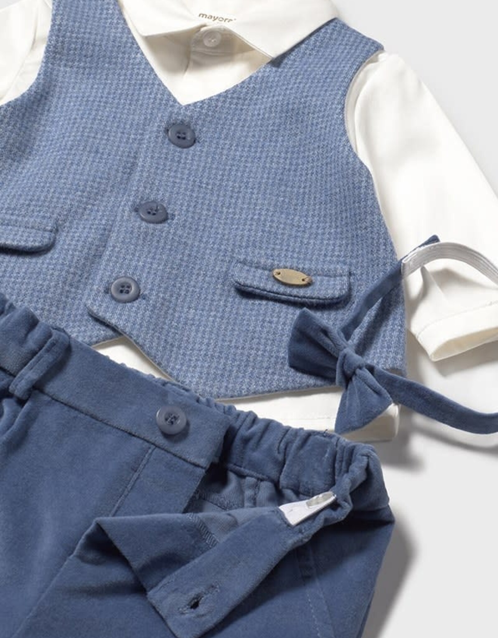 Mayoral Arctic Blue Vest shirt pants set