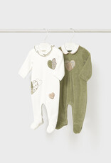 Mayoral Green 2 Pcs Love Velour onesie