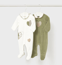 Mayoral Green 2 Pcs Love Velour onesie