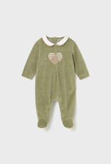 Mayoral Green 2 Pcs Love Velour onesie