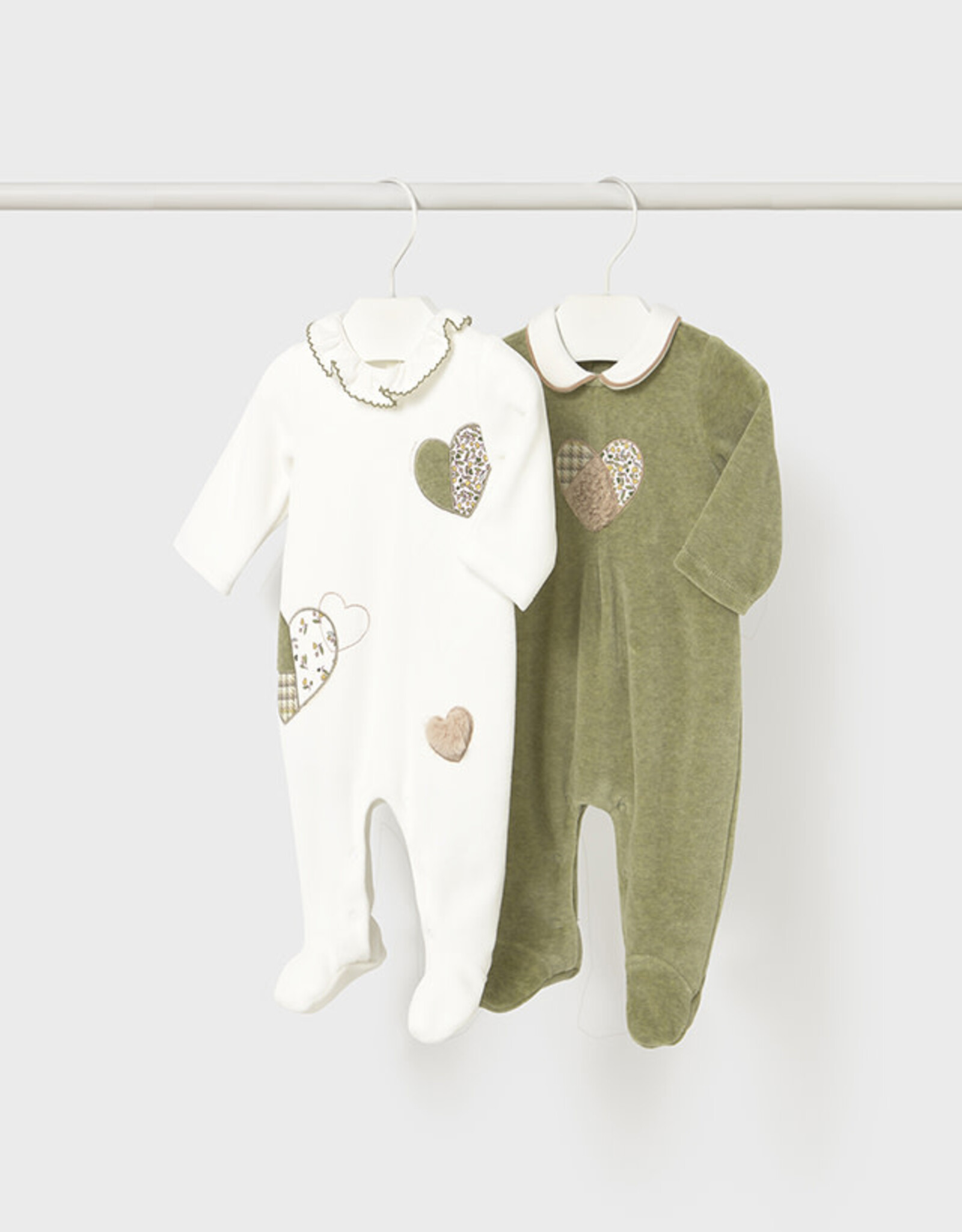 Mayoral Green 2 Pcs Love Velour onesie
