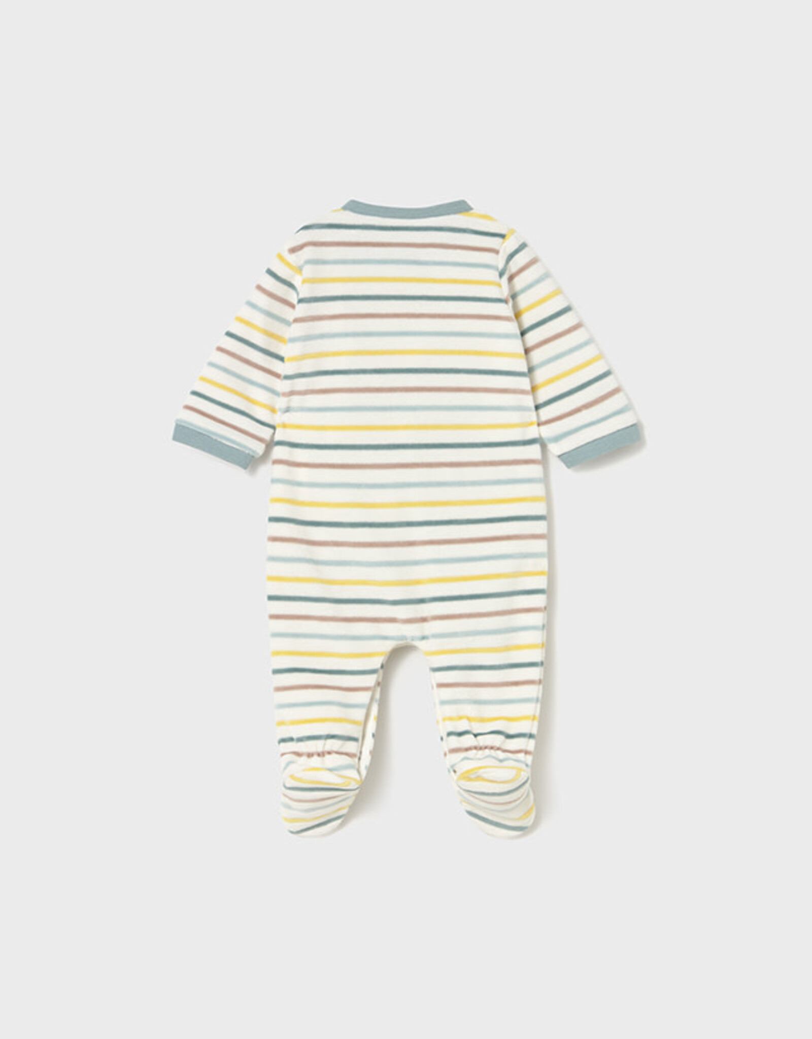 Mayoral Striped Dino Velour Onesie