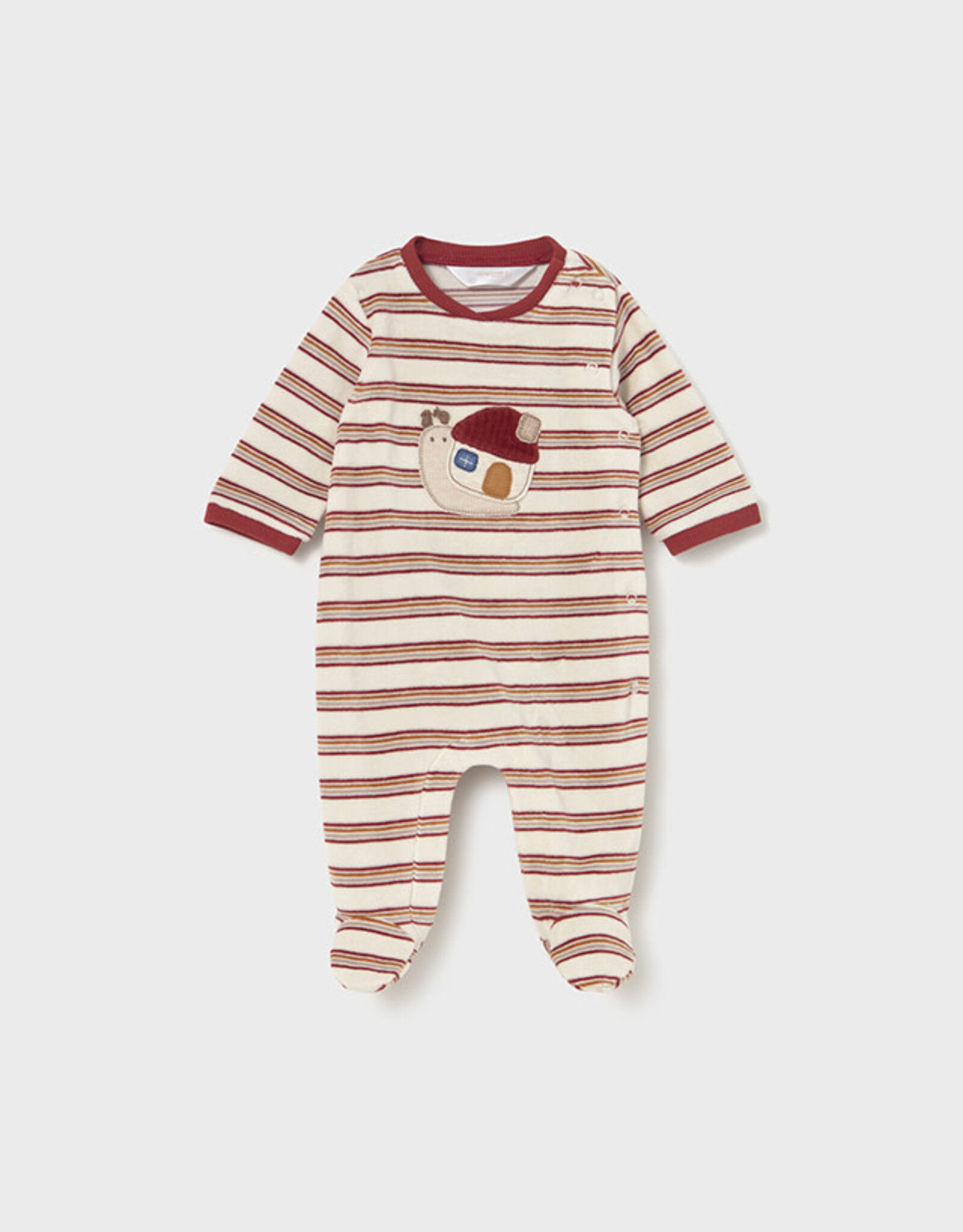 Mayoral Striped Snail Velour Onesie