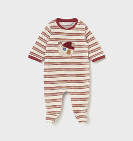 Mayoral Striped Snail Velour Onesie