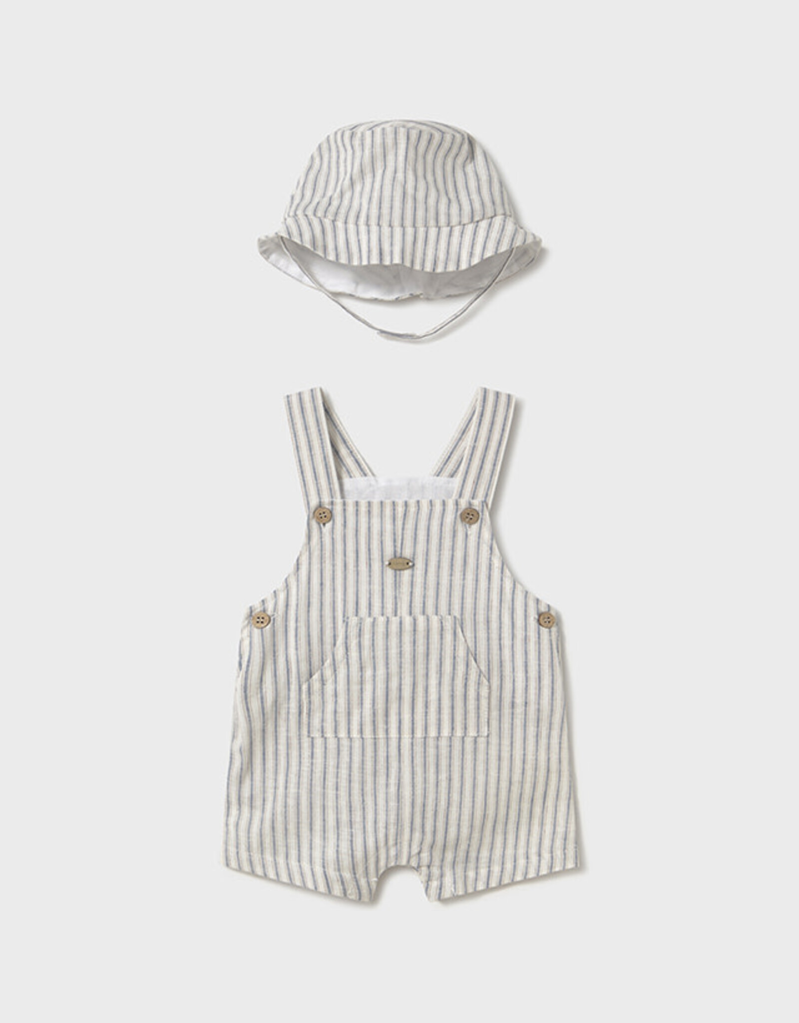 Mayoral Natural Stripe Overalls w/Hat
