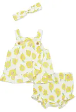 Little Me Sunflower Gauze Short Set & Headband