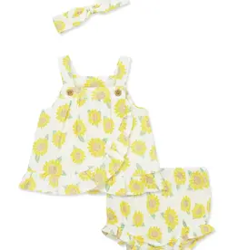 Little Me Sunflower Gauze Short Set & Headband