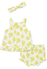 Little Me Sunflower Gauze Short Set & Headband