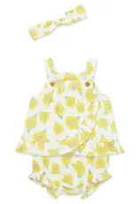 Little Me Sunflower Gauze Short Set & Headband