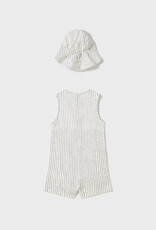 Mayoral Natural Stripe Dungaree w/Bucket Hat