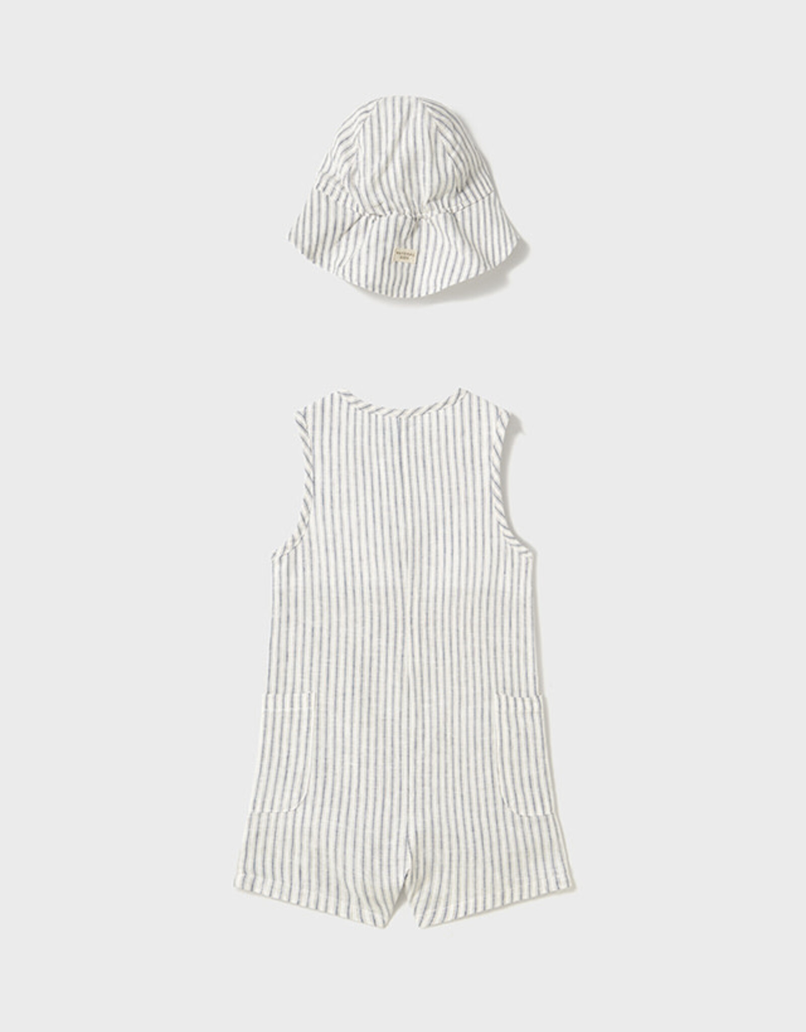 Mayoral Natural Stripe Dungaree w/Bucket Hat