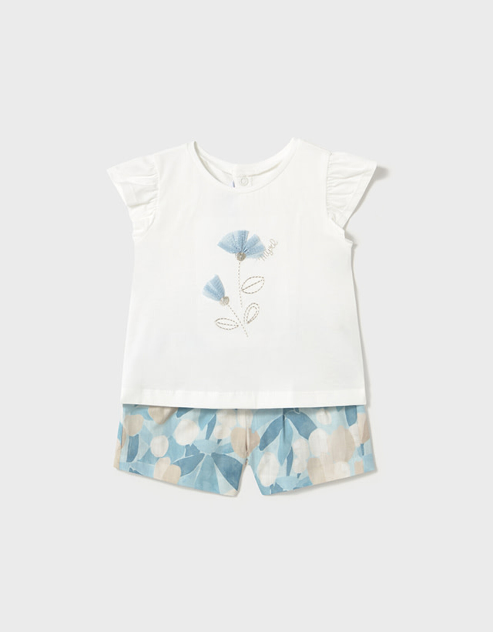 Mayoral Sky Floral Printed Shorts Set