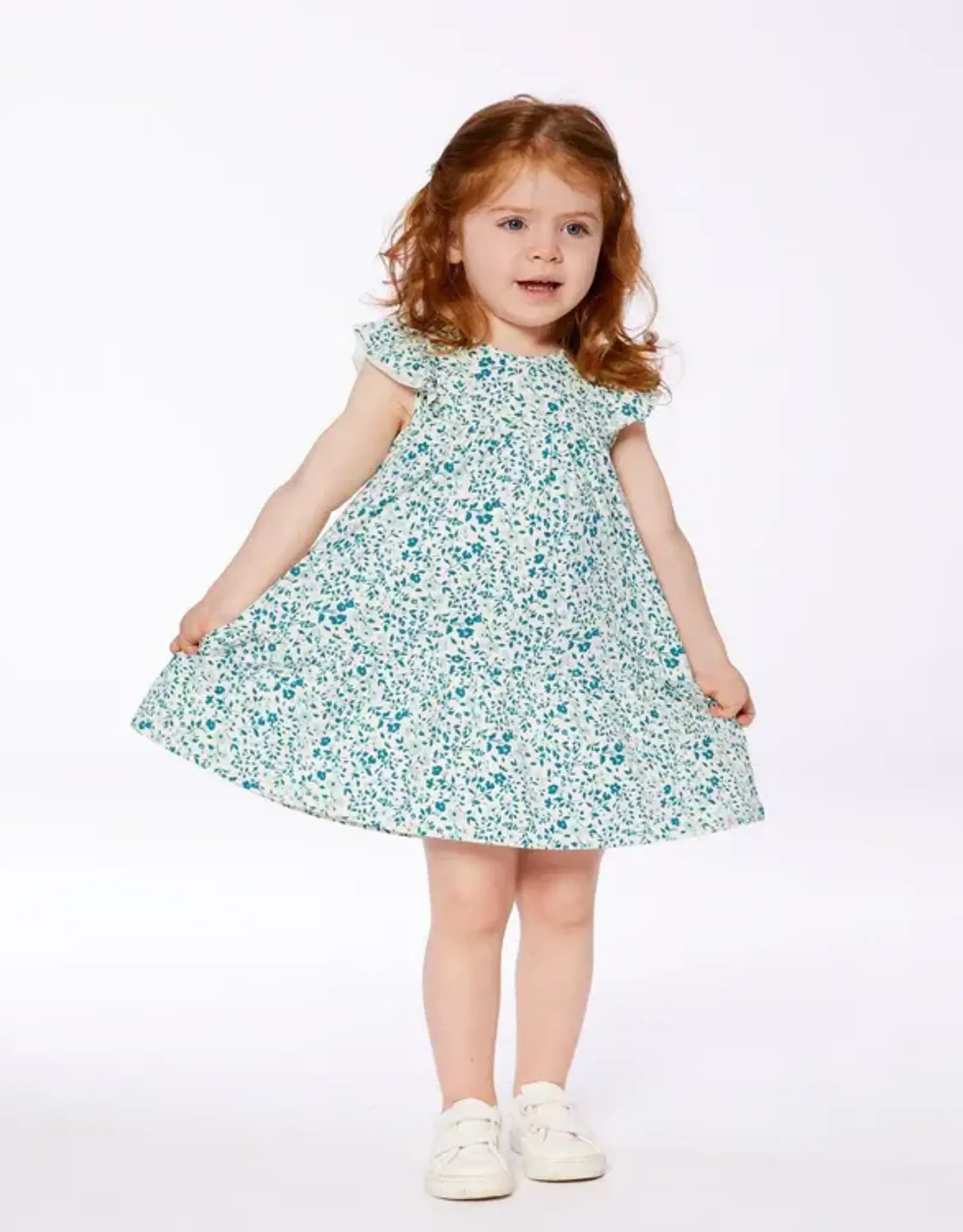 Deux Par Deux Ditsy Blue Organic Dress
