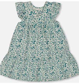 Deux Par Deux Ditsy Blue Organic Dress