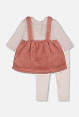Deux Par Deux Old Pink Kitten Dress/Leggings Set