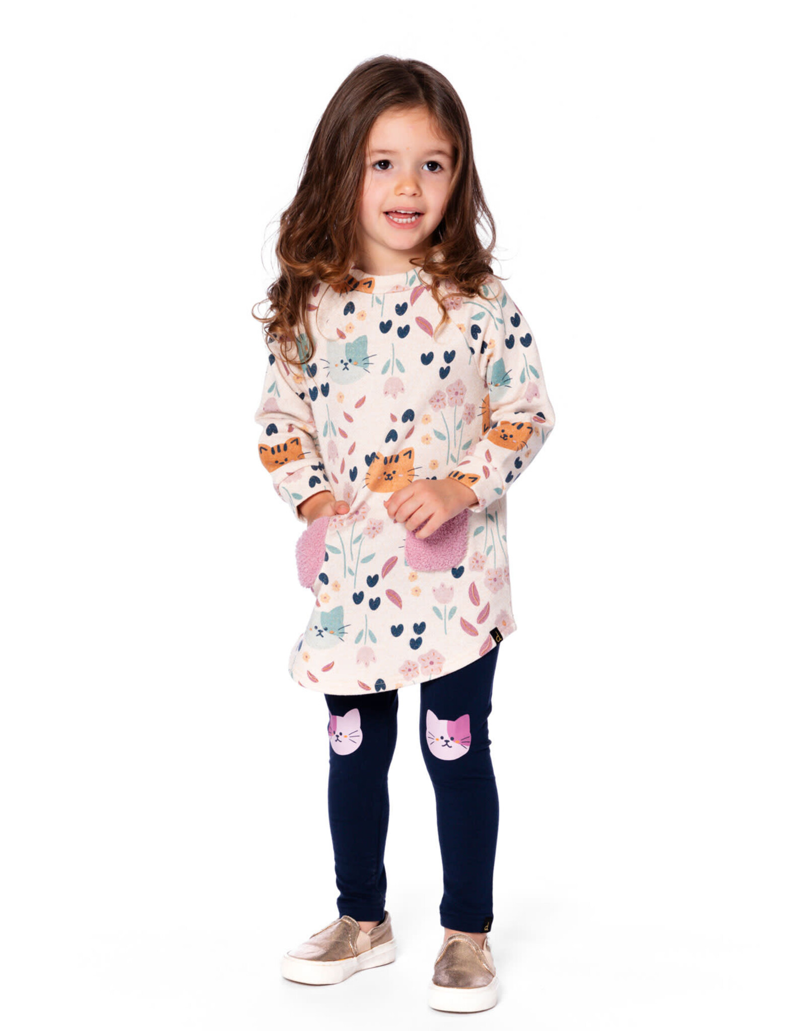 Deux Par Deux Black Cat Knee Leggings