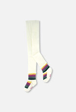 Deux Par Deux Off White Knit Tights with Ankle Accent