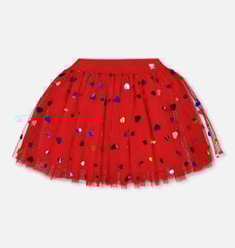 Deux Par Deux Cardinal Tulle Hearts Skirt
