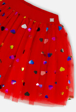Deux Par Deux Cardinal Tulle Hearts Skirt