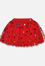 Deux Par Deux Cardinal Tulle Hearts Skirt