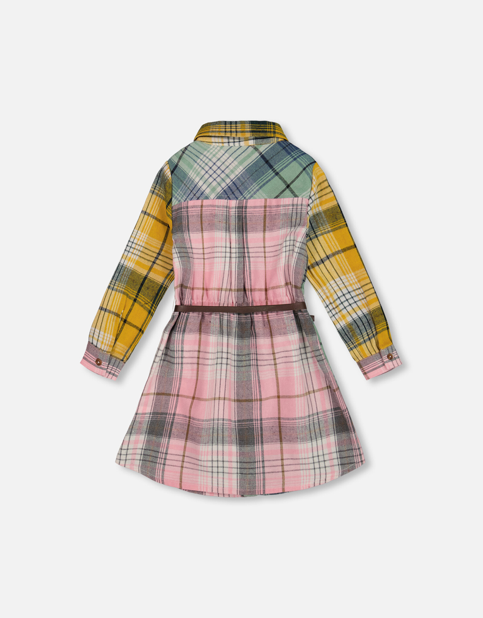 Deux Par Deux Multi Colored Shirt Dress with Belt