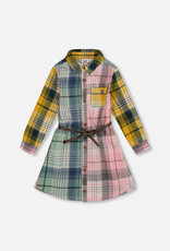 Deux Par Deux Multi Colored Shirt Dress with Belt