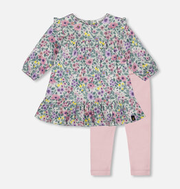 Deux Par Deux Watercolor Flowers Leggings Set
