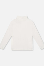 Deux Par Deux White Rib Mock Neck