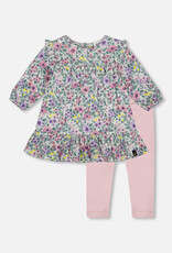 Deux Par Deux Watercolor Flowers Leggings Set