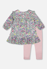 Deux Par Deux Watercolor Flowers Leggings Set
