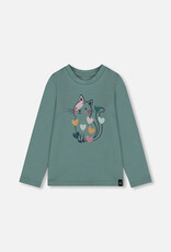 Deux Par Deux Trellis Floral Kitten Cotton Shirt