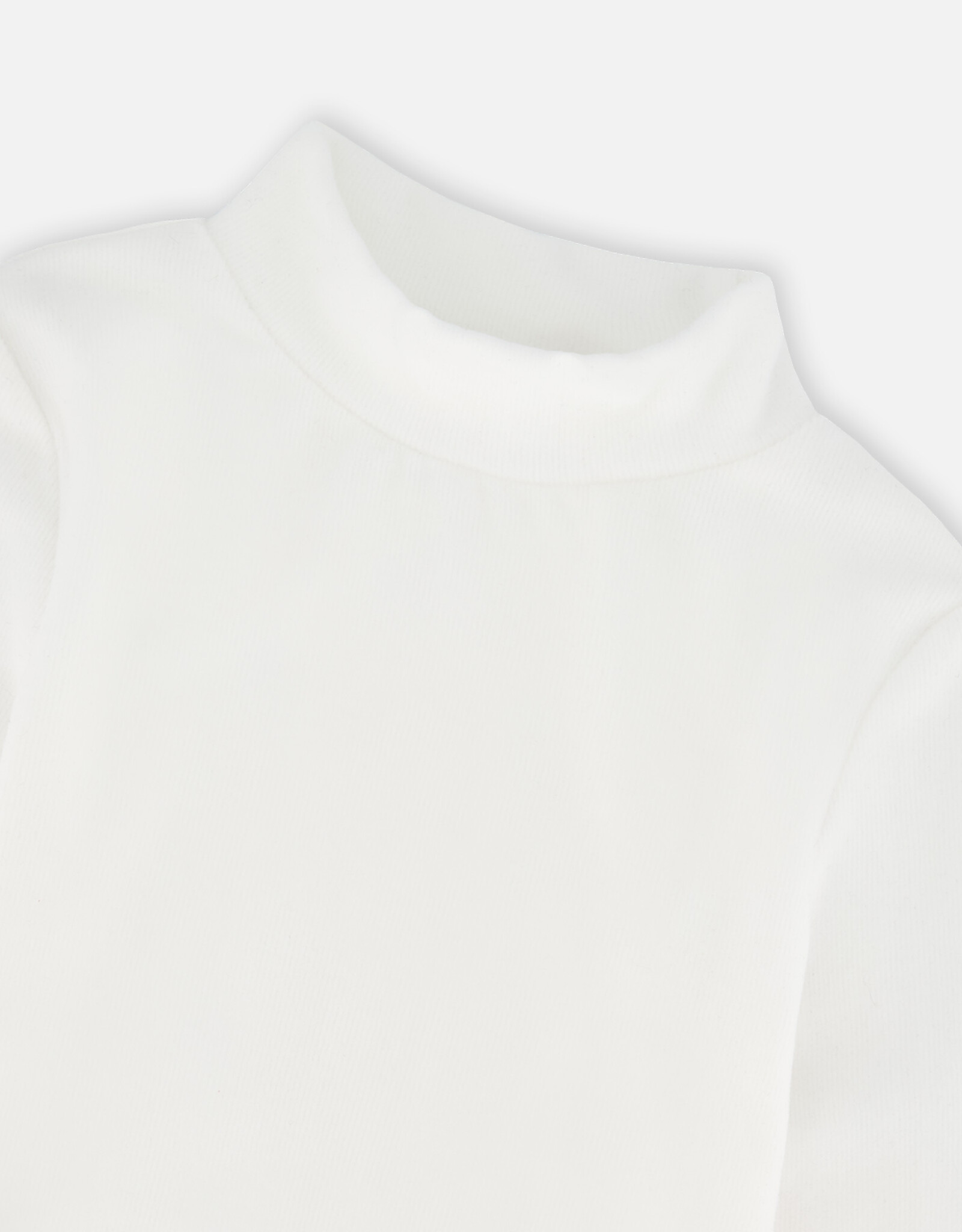 Deux Par Deux White Rib Mock Neck