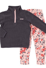 Noruk Charcoal Roses Microfleece 1/4 Zip Up w/Fleece Pants