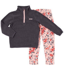 Noruk Charcoal Roses Microfleece 1/4 Zip Up w/Fleece Pants