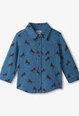 Hatley Ranch Horses Button Down Jersey Shirt