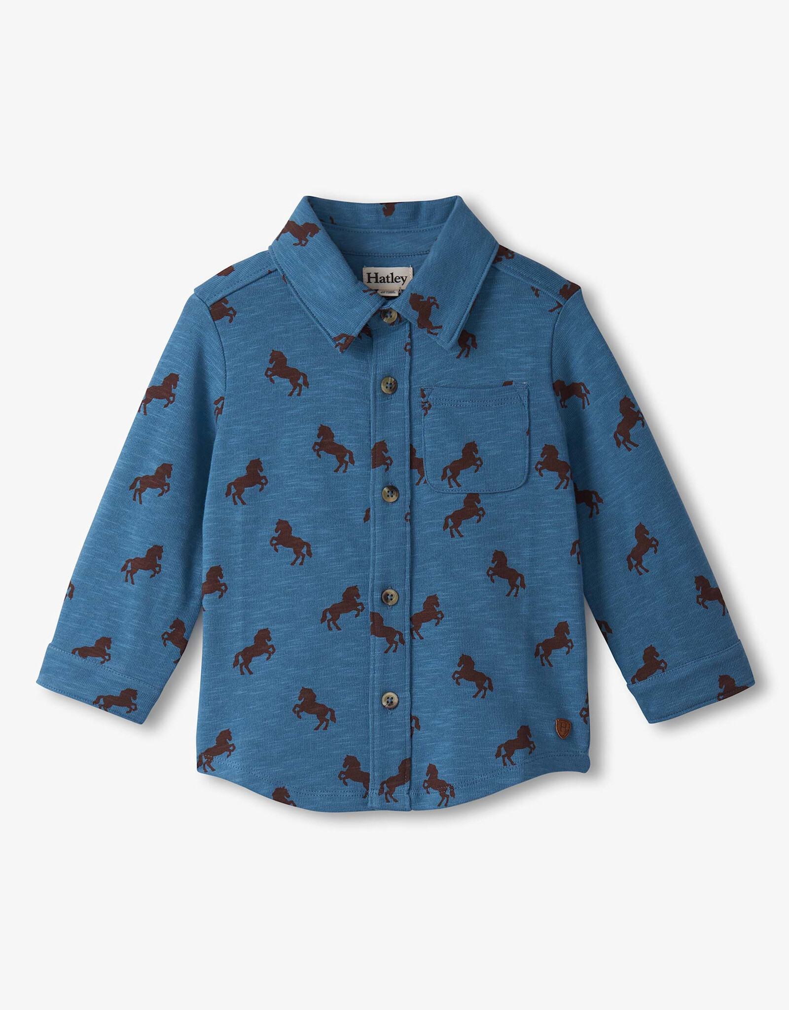 Hatley Ranch Horses Button Down Jersey Shirt