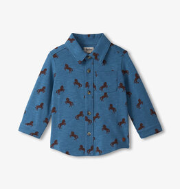 Hatley Ranch Horses Button Down Jersey Shirt