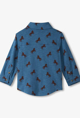 Hatley Ranch Horses Button Down Jersey Shirt