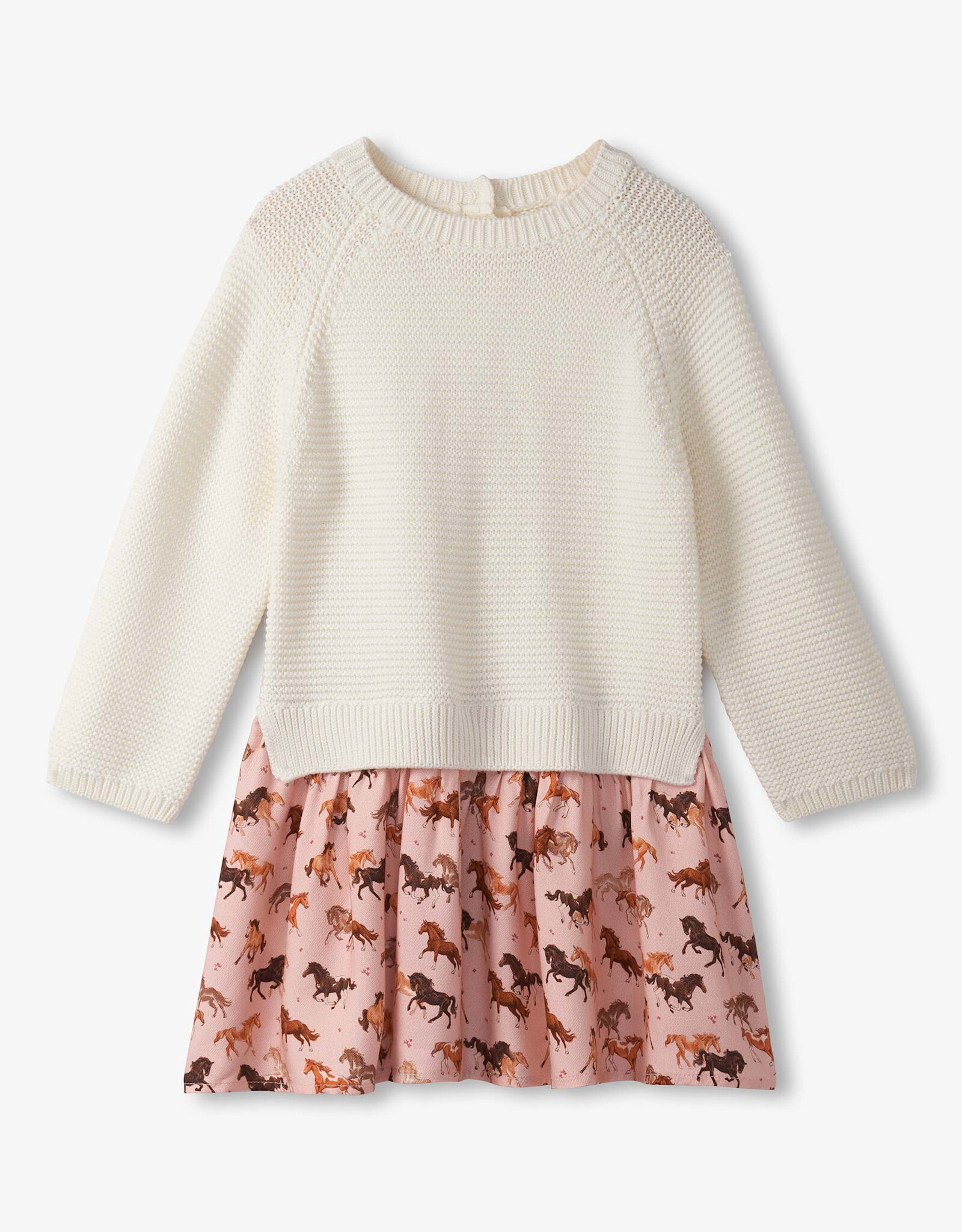 Hatley Tinsel Horses Mixed Media Sweater Dress