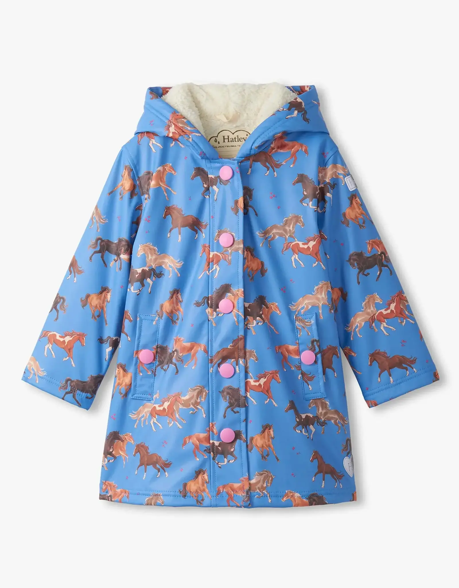 Hatley Tinsel Horses Sherpa Lined Splash Jacket