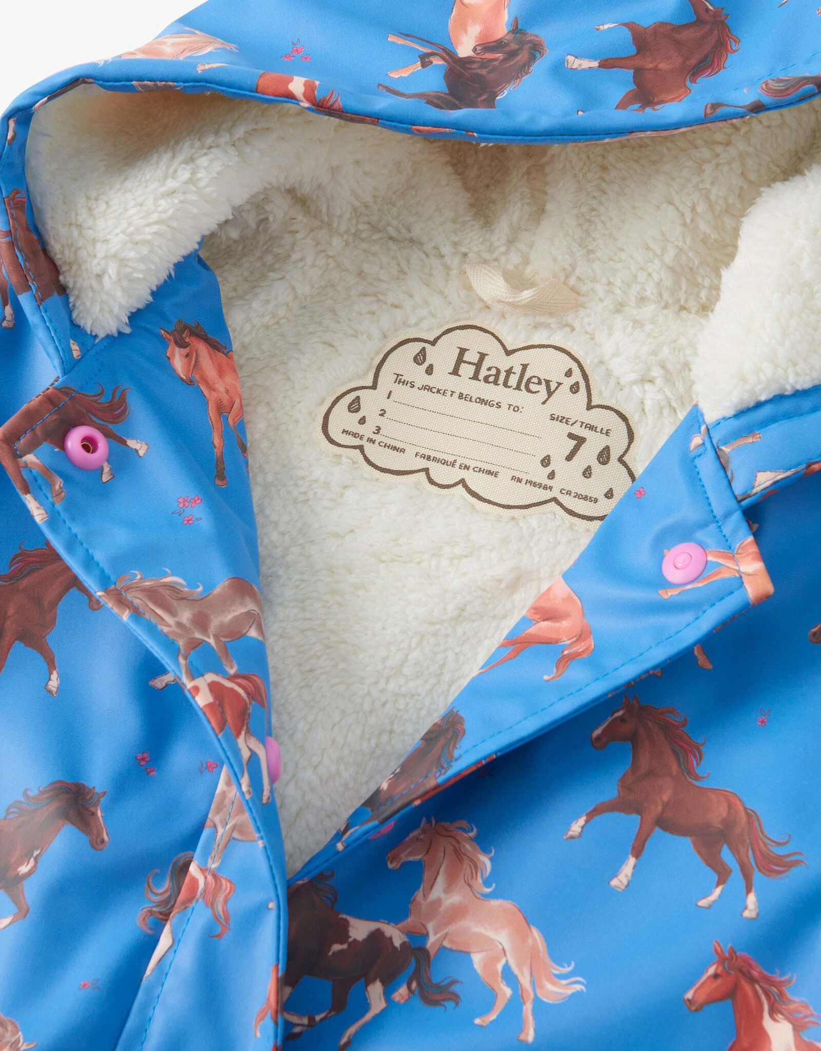 Hatley Tinsel Horses Sherpa Lined Splash Jacket