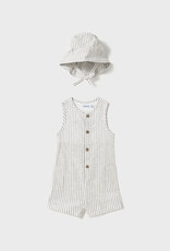 Mayoral Natural Stripe Dungaree w/Bucket Hat