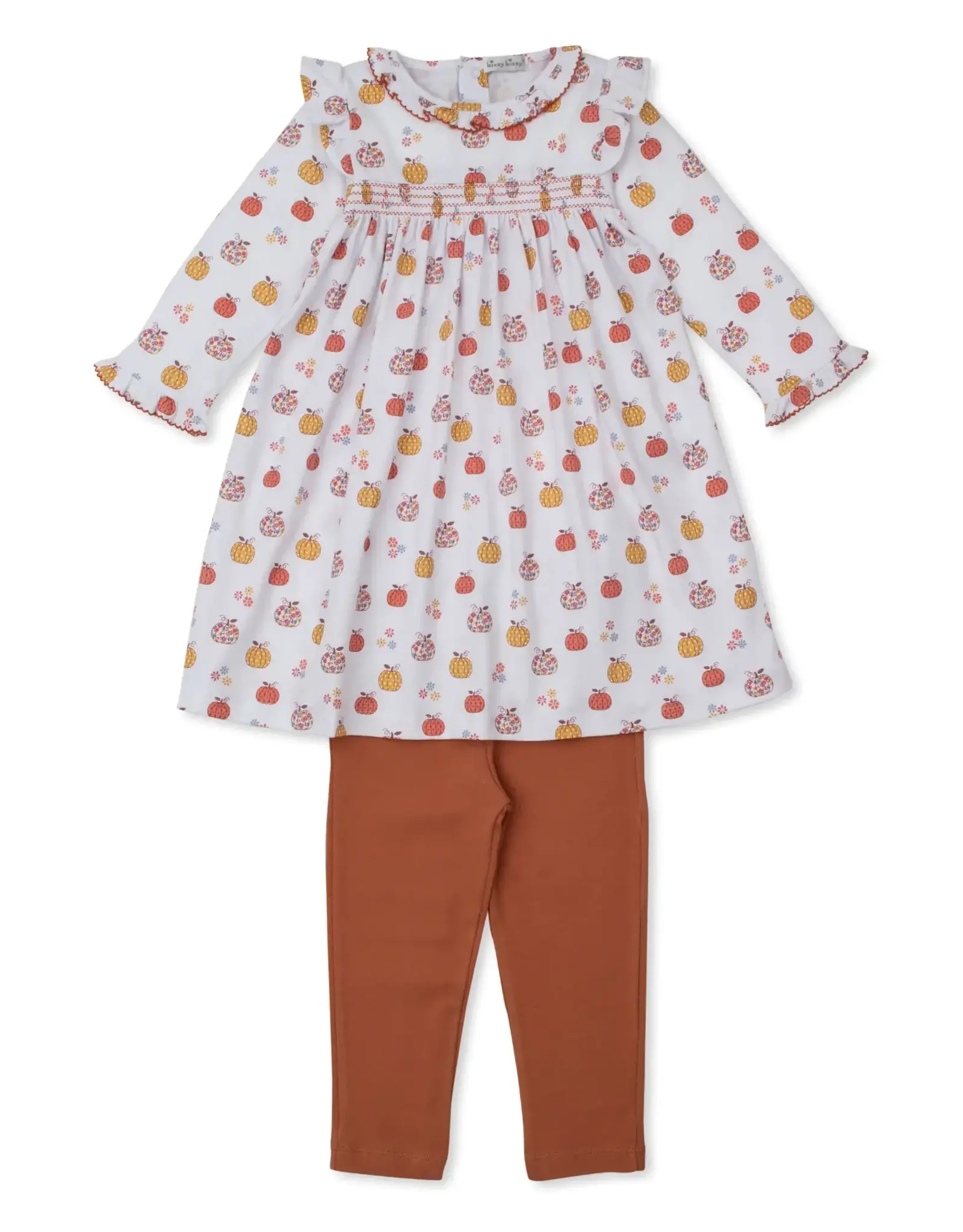 Kissy Kissy Patchwork Pumpkin Flora Smocked Dress and Legging Set
